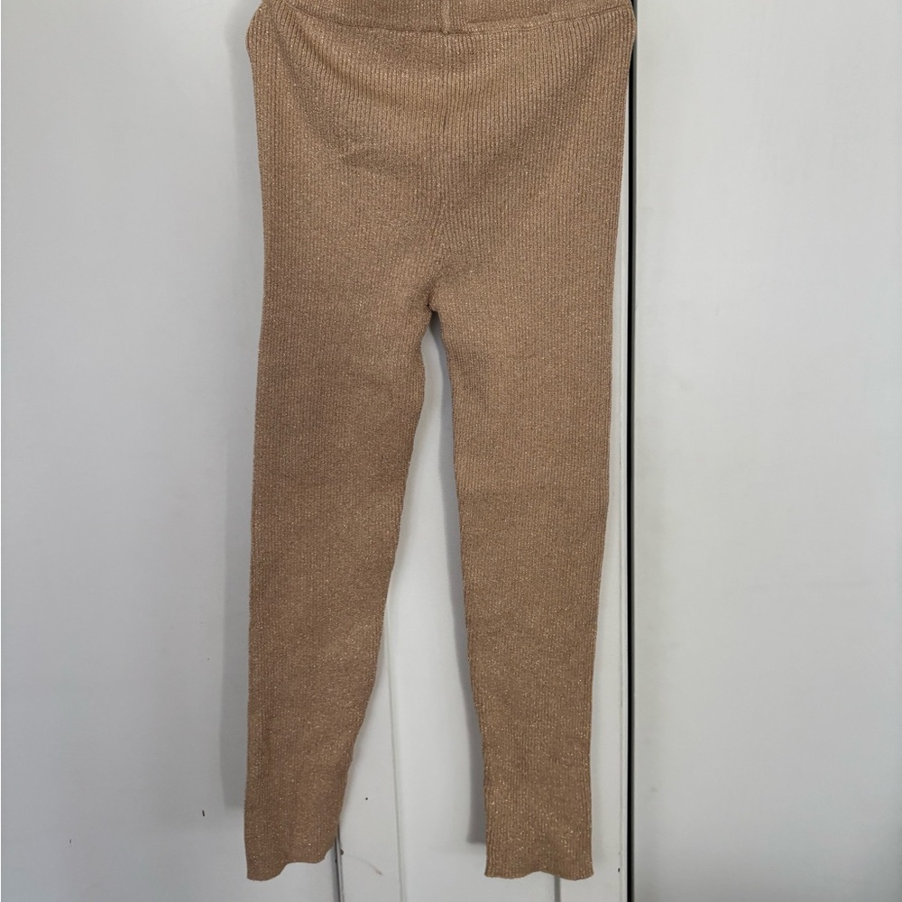 Zara Kids gold glitter Ribbed Leggings